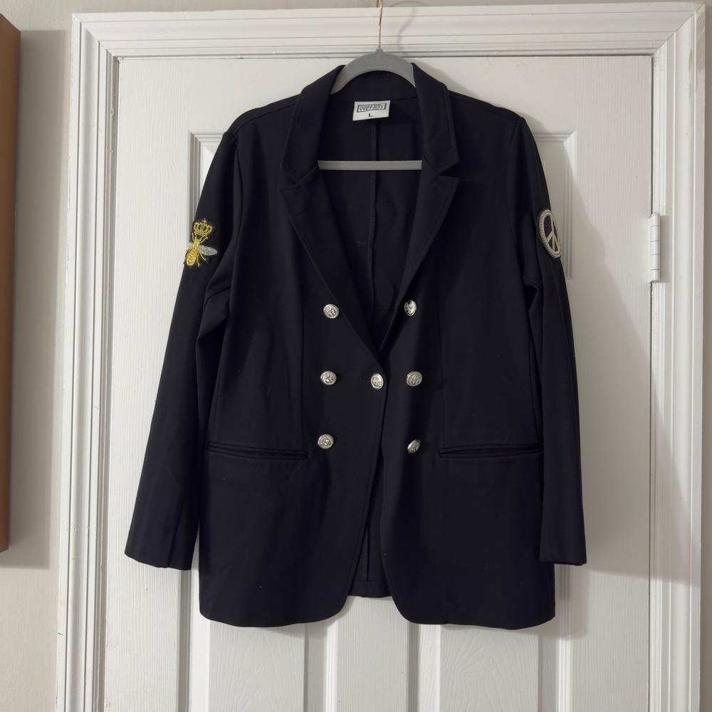 Miller Wendt Sloane Customized Classic Blazer Black Patches Size L